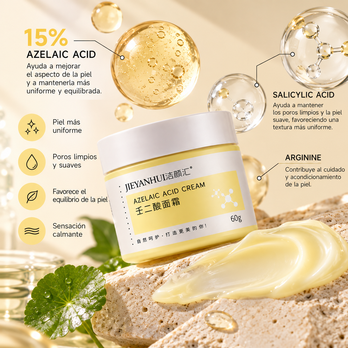 Crema facial con ácido azelaico 15%